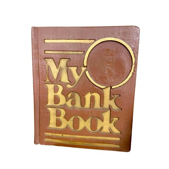 Vintage Book Savings Coin Piggy Bank MY BANK BOOK Ben Franklin Celebration - Picture 1 of 7